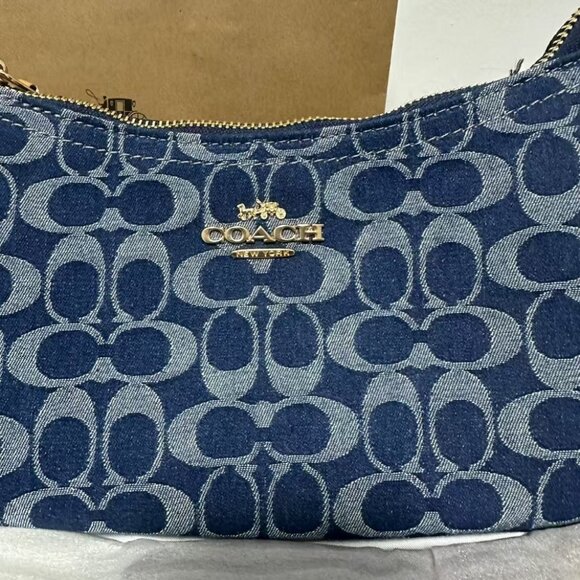 Coach Denim Blue and Tan Shoulder Bag - Picture 4 of 9